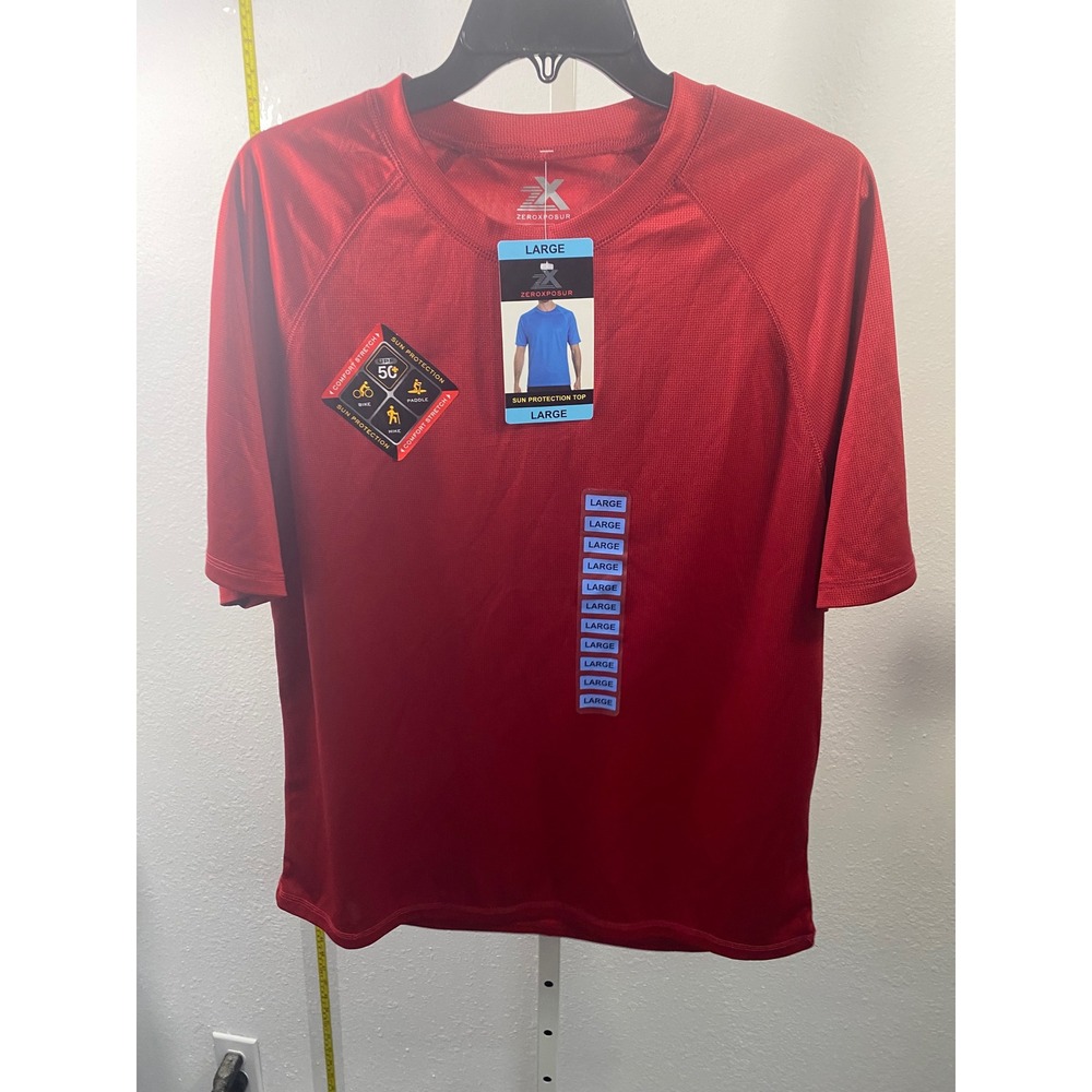 ZeroXposur Mens Sun Protection Top Red UPF 50+ Athletic Performance Shirt Large